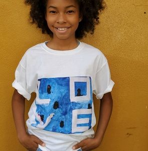Girls "BLUE Love" custome art designed t-shirt